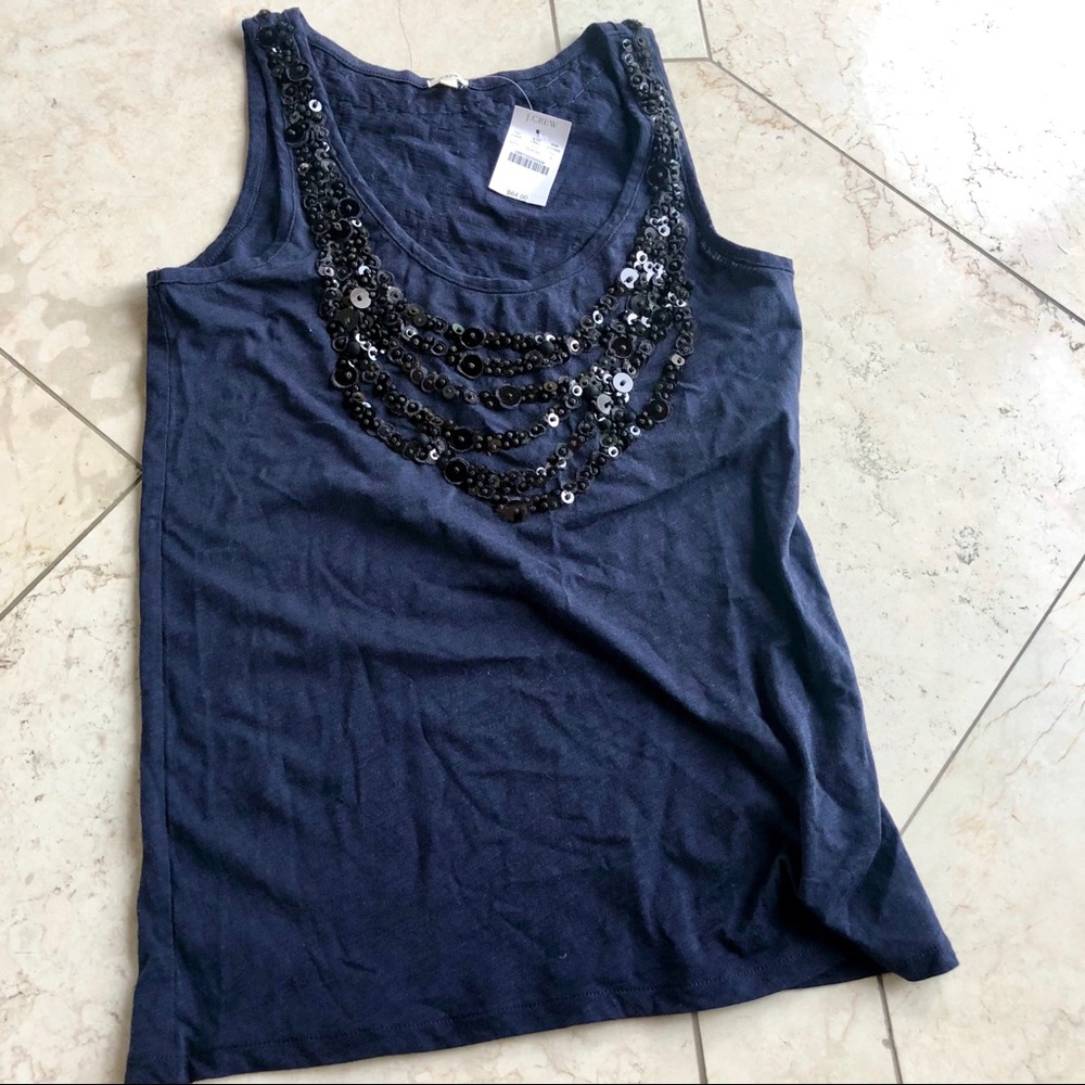 NEW w TAGS❣️ J. Crew Sequin Tank Top, Navy, S